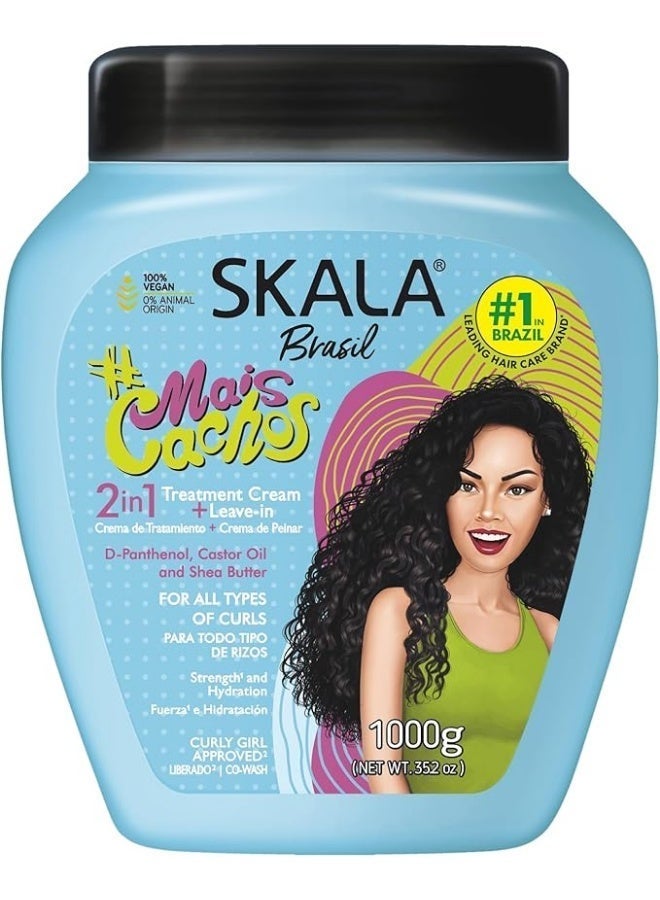 SKALA Mais Cachos for hair type 3ABC - 2 IN 1 Conditioning Treatment Cream & Cream To Comb 35.2oz, BLUE - Image 2